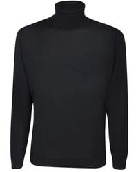 Dell'Oglio - Truien & Vesten ,Blauw ,Wol Blauwe Gebreide Trui Aw 23 Stijlvol Klassiek Pullover - Lyst