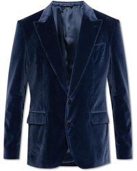 Dolce & Gabbana - Jassen ,Blauw ,Katoen Fluwelen Blazer - Lyst