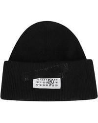 MM6 by Maison Martin Margiela - Schwarze Beanie Mütze Mit Frontklappe - Lyst