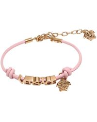 Versace - Accessoires ,Roze ,Leren Armband - Lyst