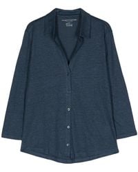 Majestic Filatures - Camisa azul de lino y viscosa con cuello en v - Lyst