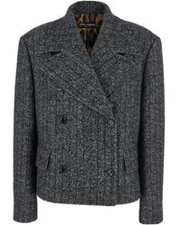 Dolce & Gabbana - Grijze Dubbel-Borst Jas Voor Vrouwen - Lyst