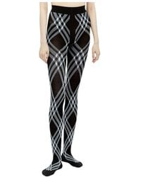 Burberry - Check wool blend tights - Lyst