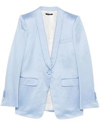 Tom Ford - Jassen ,Blauw ,Katoen Cotton Silk Blend Single Breasted Shawl Lapel Jacket - Lyst
