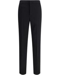 Saint Laurent - Wollen Tapered Broek Met Zakken - Lyst