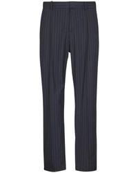 Balmain - Broeken ,Blauw ,Wol Broek Met Rechte Pijpen - Lyst