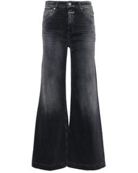 Closed - Graue wide leg jeans aus bio-baumwolle - Lyst