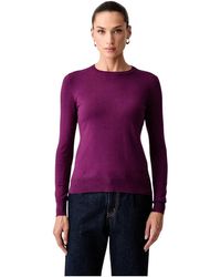 Trussardi - Truien & Vesten ,Paars ,Nylon Trui Met Ronde Hals Van Viscosemix - Lyst