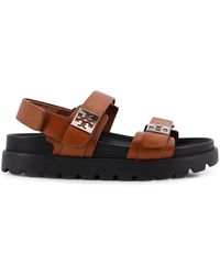 Tory Burch - Schoenen ,Bruin ,Leer Platte Sandalen - Lyst