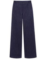 Niu - Broeken ,Blauw ,Wol Wijde Broek - Lyst