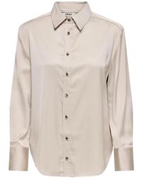 ONLY - Overhemden ,Polyester Shirt Met Lange Mouwen En Ronde Hals Met Knopen - Lyst