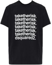 DSquared² - Tops ,Zwart ,Katoen Katoenen T-Shirt Met Print - Lyst