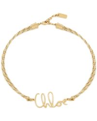 Chloé - Accessoires ,Geel ,Katoen Gouden Gevlochten Ketting - Lyst
