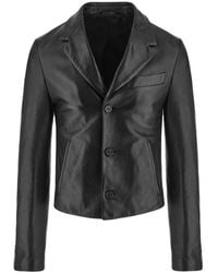 Ferragamo - Black Single Breasted Lederjacke - Lyst