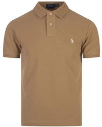 Ralph Lauren - Kaffee-farbenes poloshirt mit gesticktem pony - Lyst