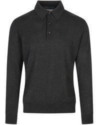 Kiton - Luxuriöser Grauer Woll-Poloshirt - Lyst