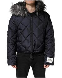 Dolce & Gabbana - Jassen ,Zwart ,Polyester Gewatteerde Jas - Lyst