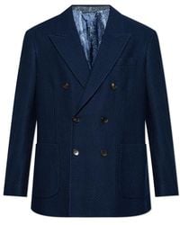 Etro - Jassen ,Blauw ,Katoen Katoenen Blazer Met Gesloten Revers - Lyst