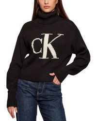 Calvin Klein - Truien & Vesten ,Zwart ,Katoen Oversized Logo Sweater - Lyst