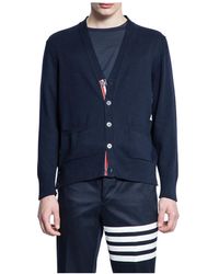 Thom Browne - Marineblauer V-Ausschnitt Cardigan Aus Baumwolle - Lyst