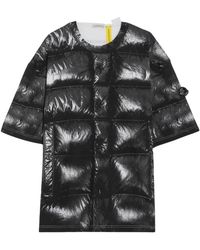 Moncler - Gewatteerde Top Met Korte Mouwen En Glanzende Finish - Lyst
