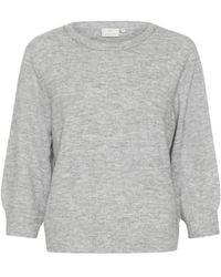 Kaffe - Grau melange pullover strick - Lyst
