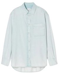 Closed - Overhemden ,Blauw ,Denim Eco-Denim Oversized Shirt Met Hoornknopen - Lyst