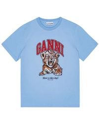 Ganni - Basic Jersey Tiger Relaxed T-Shirt - Lyst