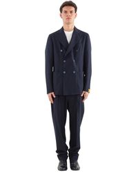 Santaniello - Kostuums ,Blauw ,Wol Elegante Wollen Double-Breasted Pak - Lyst