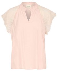 Cream - Spitzenbluse mit sepia rose spitzenärmeln - Lyst