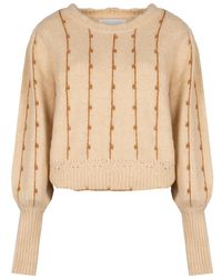Silvian Heach - Truien & Vesten ,Wol Losvallende Trui Met Pofmouwen En Gouddraad - Lyst