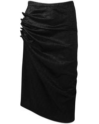 Rabanne - Rokken ,Zwart ,Polyester Metallic Asymmetric Rok - Lyst