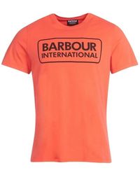 Barbour - Tops ,Oranje ,Katoen Essential Large Logo T-Shirt Intense - Lyst