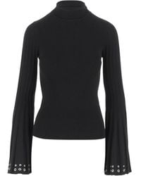 Blumarine - Wollpullover Mit Ausgestellten Ärmeln Und Hohem Kragen - Lyst