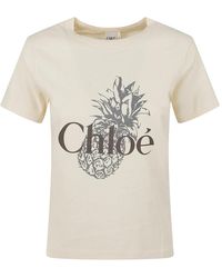 Chloé - Tops ,Katoen Ananas Print Crew Neck T-Shirt - Lyst