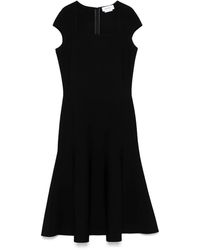 McQueen - Kleedjes ,Zwart ,Zwarte Vierkante Hals Jurk Kapmouwen - Lyst