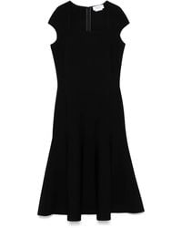 McQueen - Kleedjes ,Zwart ,Zwarte Vierkante Hals Jurk Kapmouwen - Lyst