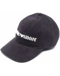 Emporio Armani - Cappellino da baseball blu con logo ricamato - Lyst