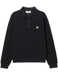 DUNST - T-Shirt Met Leren Logokraag - Lyst