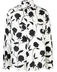 Jacquemus - Camicia in lino con stampa floreale rose nere - Lyst