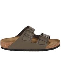 Birkenstock - Schoenen ,Grijs ,Suède Anatomische Leren Sandalen Met Kurkvoetbed - Lyst