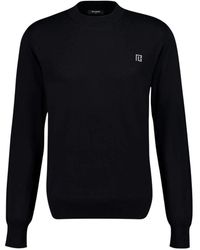Balmain - Truien & Vesten ,Zwart ,Katoen Zijde-Katoenen Trui Met Pb-Logo - Lyst
