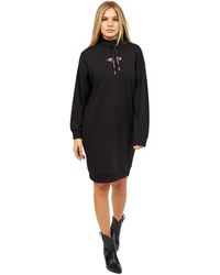Armani Exchange - Moderne schwarzes kleid mit logo-detail - Lyst