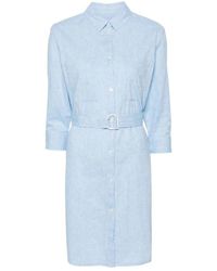 Woolrich - Klares blaues hemdkleid mit taschen - Lyst