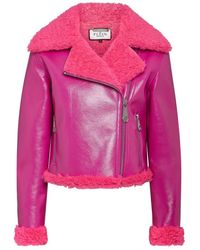 Philipp Plein - Eco Shearling Short Biker Jacket Skull&Bones - Lyst