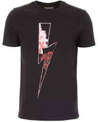 Neil Barrett - Schwarzes logo print slim fit t-shirt - Lyst