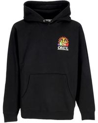 Obey - Schwarzer fleece hoodie streetwear stil - Lyst