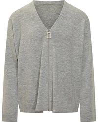 JW Anderson - Truien & Vesten ,Grijs ,Katoen Fitted Zip Up Cardigan - Lyst