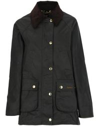 Barbour - Jassen ,Blauw ,Katoen Blauwe Katoenen Jas Met Corduroy Kraag - Lyst