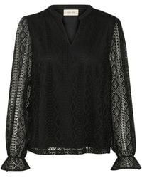 Cream - Overhemden ,Zwart ,Polyester Elegante Kant Blouse - Lyst